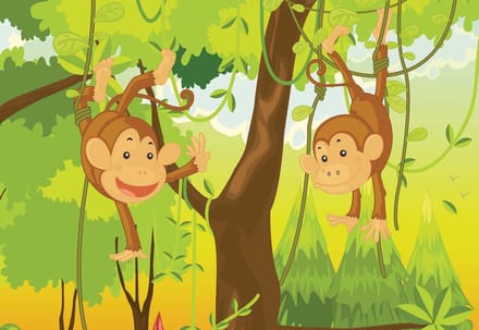 Fotobehang Jungle Monkey | XL - 208cm x 146cm | 130g/m2 Vlies