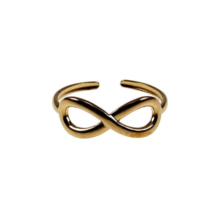 Ring Dames - Verstelbaar - Infinity Ring - Verguld RVS - Een Maat - Oneindigheid Ring