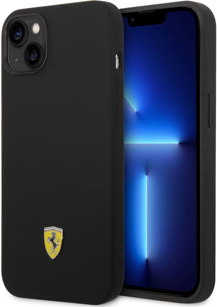 Ferrari Silicone Back Case - Geschikt voor Apple iPhone 14 Plus (6.7") - Zwart