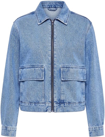 Studio Untold - Dames - Spijkerjasje boxy shape rits veel zakken - Blauw denim - Maat 50+