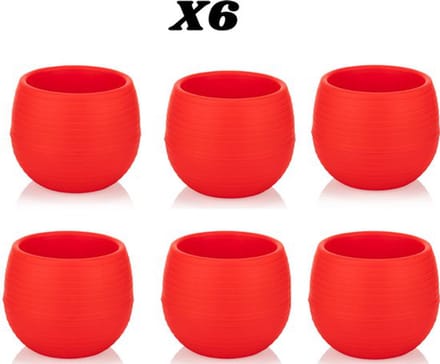 6st ronde cactus bloempotjes rood 6cm met wateropvang drainage UV-bestendig