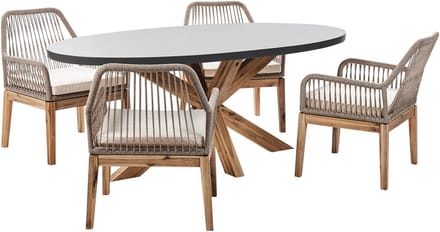 ORISTANO/OLBIA - Tuinset 4-zits - Grijs/Beige/Lichthout - Beton
