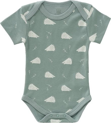 Fresk Romper met Korte Mouwen - 3-6 m - Biologisch Katoen - Groen - Hedgehog