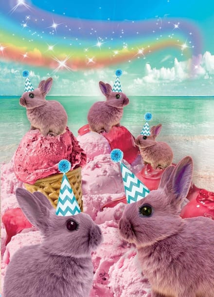 Kunstboer Kaart ijs Konijn feestje zomer