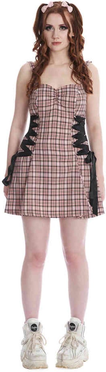 Banned - Klondike Lace Up Korte jurk - L - Roze