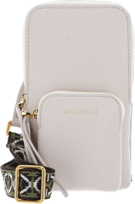 COCCINELLE Leren Telefoontasje Pixie Hi-Tech Phone Bag Lambskin White Crème