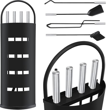 5-delige haardaccessoires set - modern haardgarnituur met inkijkbescherming