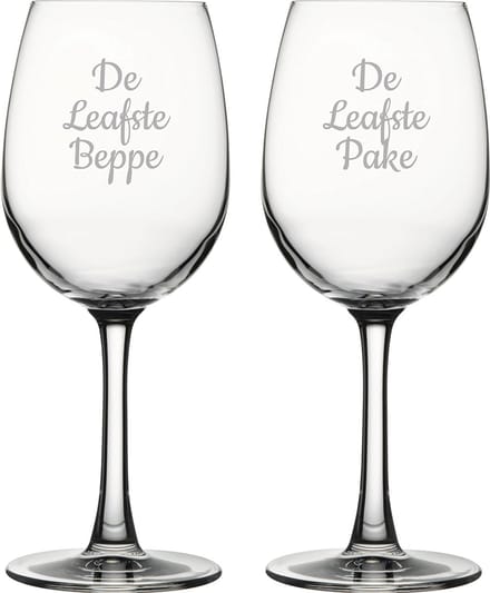 Gegraveerde witte wijnglas 36cl De Leafste Pake-De Leafste Beppe