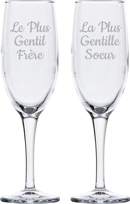 Champagneglas gegraveerd - 16,5cl - Le Plus Gentil Frère & La Plus Gentille Soeur