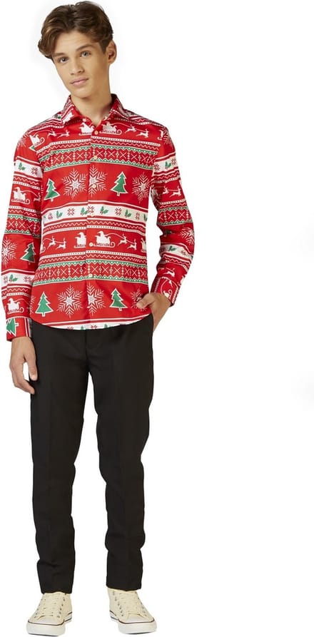 OppoSuits Winter Wonderland - Tieners Kerst Overhemd - Kerst Print - Kerst - Maat: 14 jaar