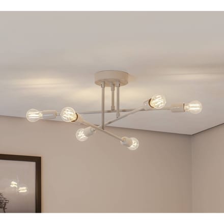 Opviq Plafondlamp Flower 177, crèmewit, metaal, 6-lamps