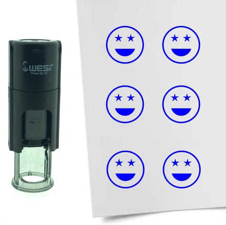CombiCraft Stempel Smiley Trots 10mm rond - Blauwe inkt