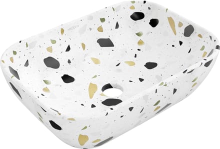 Mexen Rita opbouw waskom 45 x 32 cm, wit terrazzo steen - 21084587