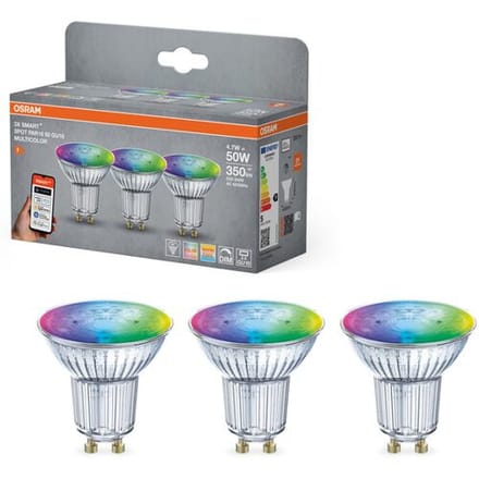 OSRAM Set van 3 LED-lampen Smart Mat PAR16 (GU10, RGBW, 2700 K, Zilver)