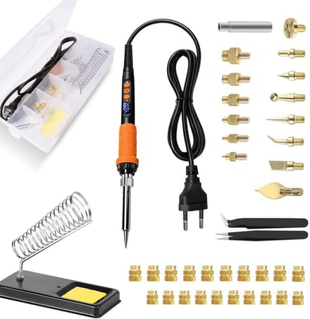 Soldering Iron 90W with Digital Temperature Control and Thread Inserts for 3D Printing