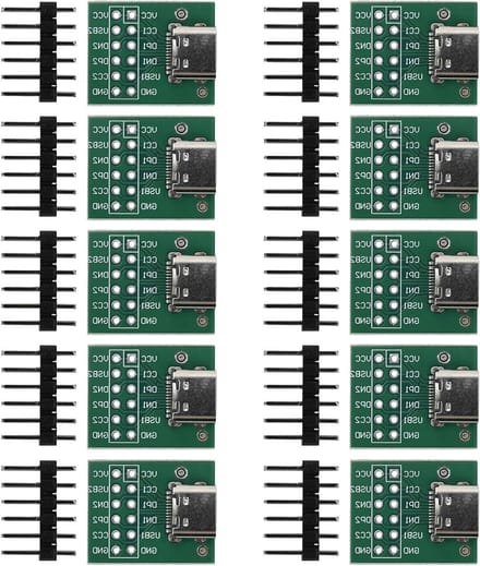 10 Stuks Type-C USB naar DIP Adapter 2.54mm 12 Pin Vrouwelijke Connector PCB Converter voor DIY Projecten en Elektronica