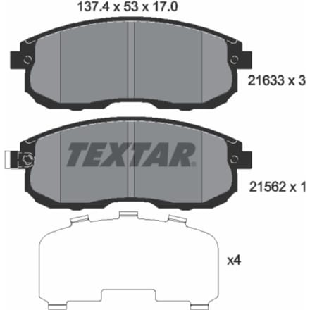 Remblokset TEXTAR 2163301, voor