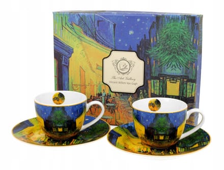 Van Gogh Espresso Kopjes met Schotels - Terras 's Nachts (2 stuks)