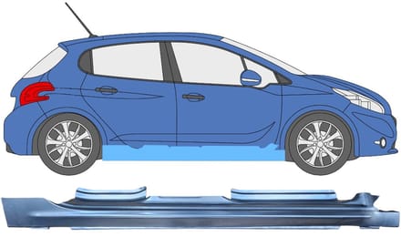 Volledige dorpel voor Peugeot 208 2012-2019 / Rechts