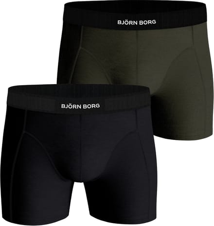 Björn Borg Cotton Stretch boxers - heren boxers normale lengte (2-pack) - groen - zwart