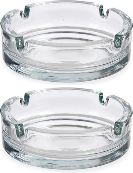 Vivalto Set van 4x stuks asbakken - van transparant glas - Diameter 10.5 x Hoogte 3.5 cm