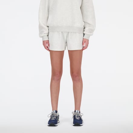 New Balance Essentials Korte Broeken Dames - Grijs - Maat M - Katoen Jersey