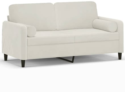vidaXL - Tweezitsbank - met - sierkussens - 140 - cm - fluweel - crèmekleurig