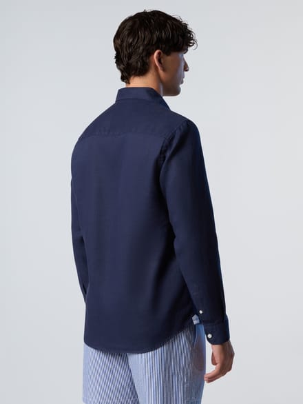 North Sails Overhemd Linnen met geborduurd logo