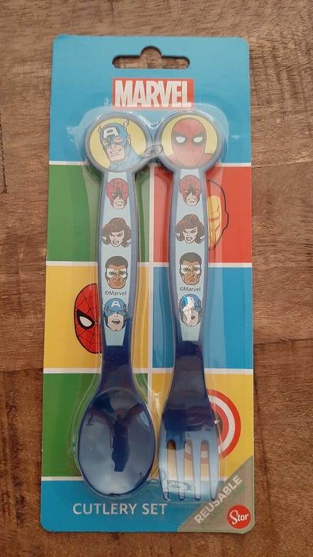 Vork en lepel - kinderbestek - plastic bestek herbruikbaar - superhelden