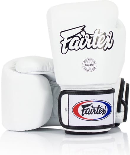 Fairtex BGV1 Muay Thai Bokshandschoenen 16 Oz – Premium Leer – Wit