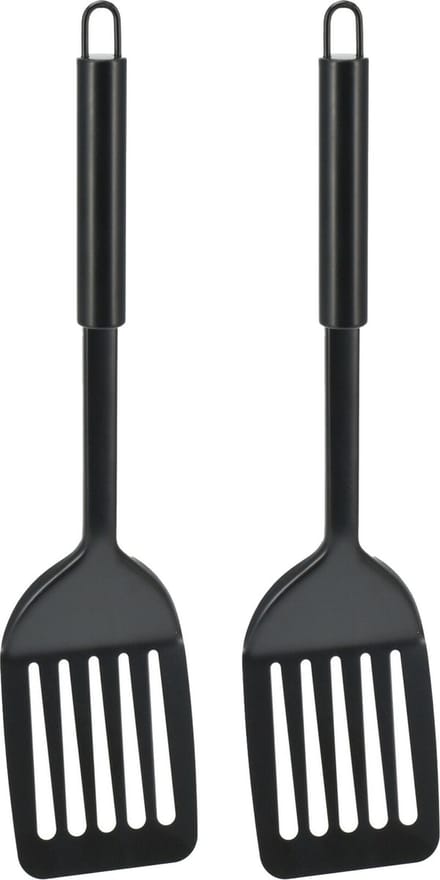 Excellent Houseware Kook/keuken gerei - 2x - bak spatel - zwart - RVS - 33 cm