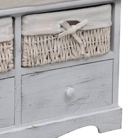 vidaXL - Opbergbank - 62x33x42 - cm - paulowniahout - wit