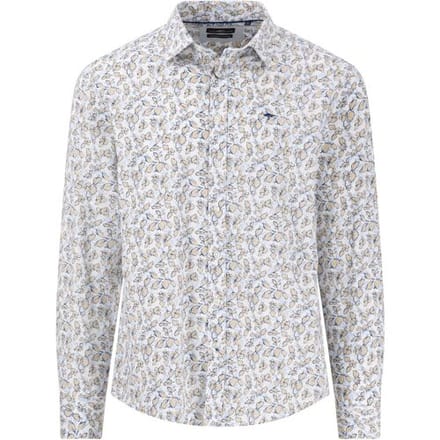 Fynch-Hatton Overhemd Leaves Pattern Subtle Structure Supersoft Cotton Zand / male