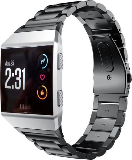Shop4 - Geschikt voor Fitbit Ionic Bandje - Roestvrijstaal Zwart