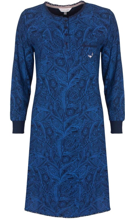 Tenderness Dames Nachthemd - Geprint Dessin - Diep Blauw - Maat L