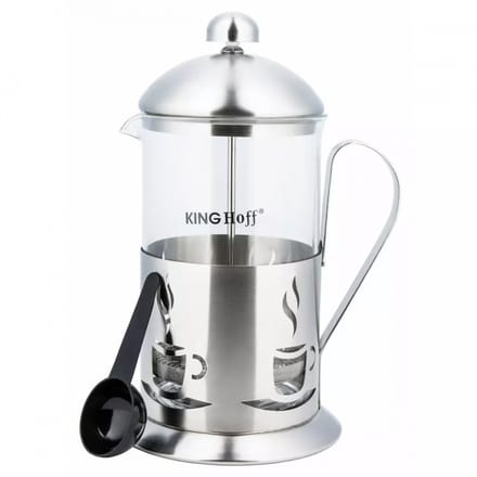 Kinghoff - French Press - 600ml - Roestvrij Staal - Glas - Vaatwasmachinebestendig