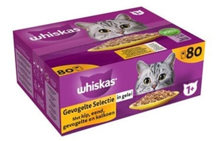 Whiskas 1+ Gevogelte Selectie in gelei - 80 x 85 g