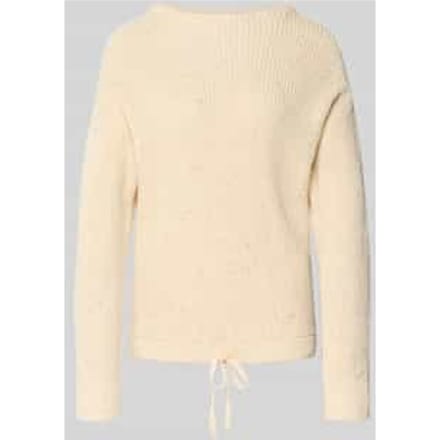 Gebreide pullover met extra brede schouders en tunnelkoord