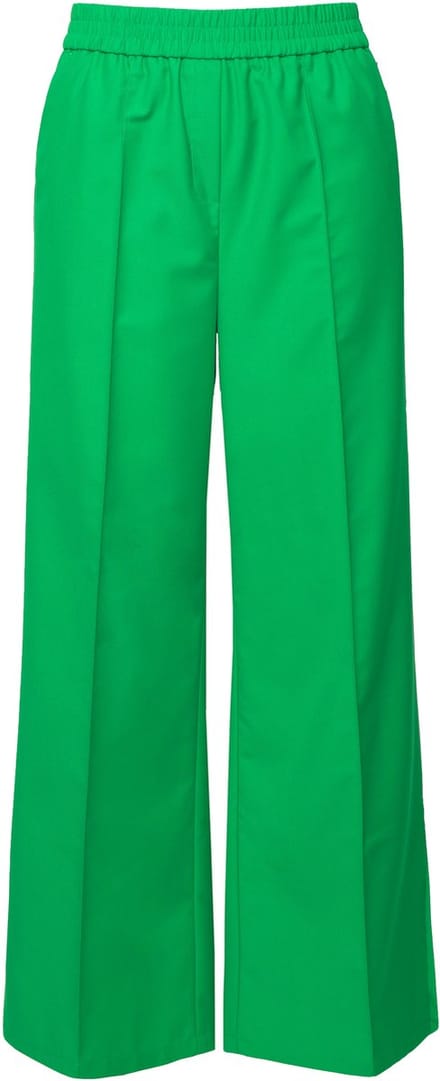 Studio Untold - Dames - Broek wide legs zijsplitten elastische tailleband - Groen - Maat 42+