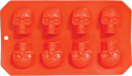 Fiestas Guirca Doodskoppen ijsblokjes vormen - tray voor 8 ijsklontjes - 21 x 12 cm - schedels - Halloween