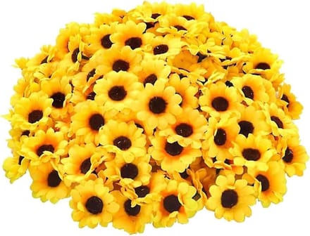Set van 100 kunstmatige mini-zonnebloemen voor decoratie