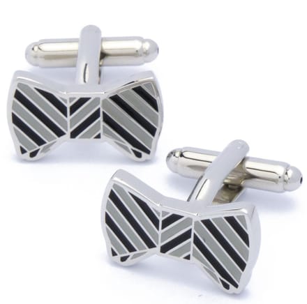Manchetknopen - Strikje Bowtie Grijs met Zwart