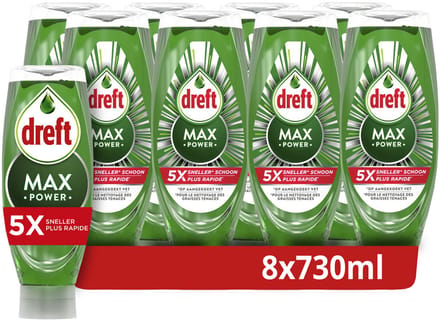 Dreft MaxPower Vloeibaar Afwasmiddel - 8 x 730 ml