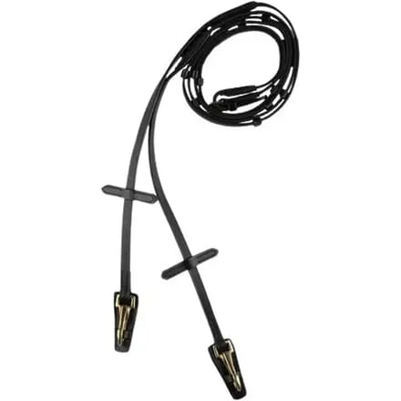 Horze rubber geweven teugel - zwart - messing clips - pony