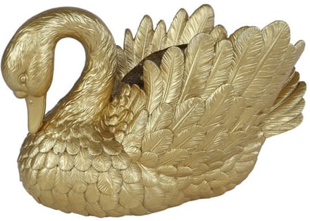 Sculptuur zwaan goud polystone decoratief beeld 28x13x16cm speelgoed.