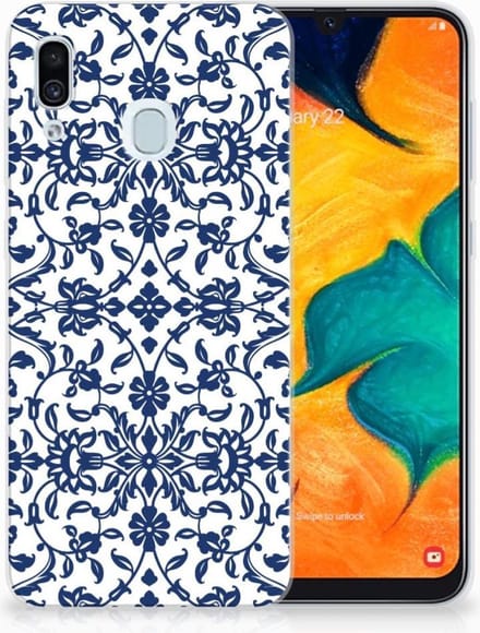 Samsung Galaxy A30 TPU Case Flower Blue