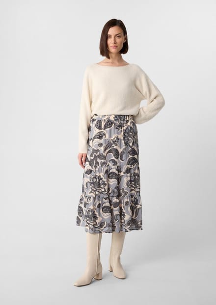 Midi Rok in Gestructureerde Mousseline Dames COMMA