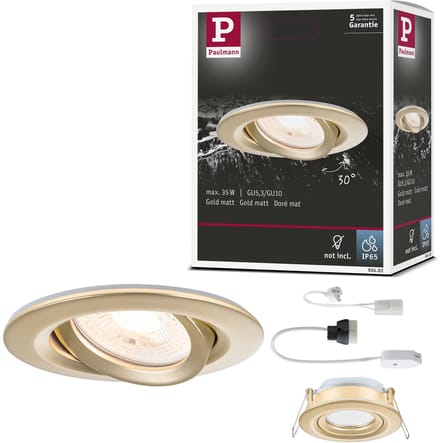 Inbouwlamp Nova Plus IP65 rond 93 mm 30° GU5,3 / GU10 max. 35W 230/12V dimbaar Goud mat