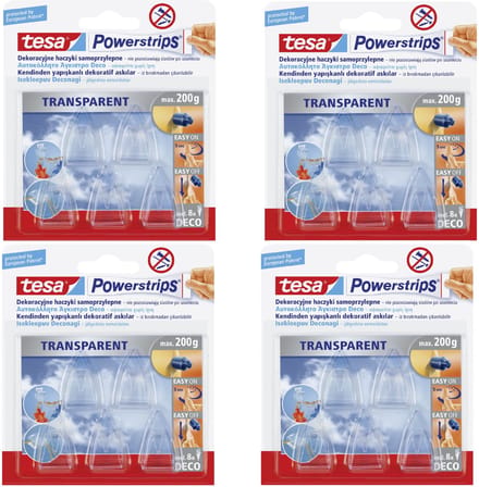 Tesa Powerstrips - Zelfklevende Haken voor Decoraties - Transparant - 5 stuks