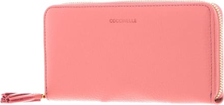 COCCINELLE Leren Portemonnee Tassel Zip Around Wallet Camelia Oud roze